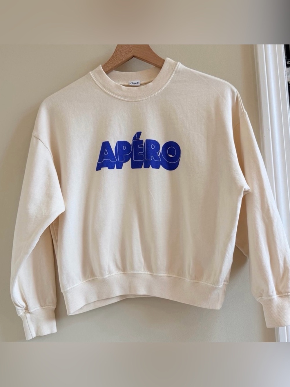 Clare V Cream Crewneck sweatshirt APΓRO size XS original $165